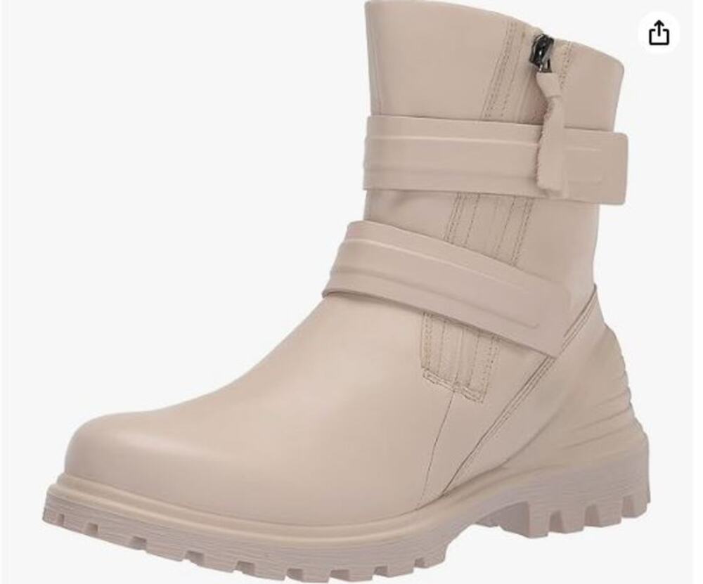 NWT ECCO Women's Tredtray Moto waterproof leather Boot Limestone EU 40 US 9-9.5
